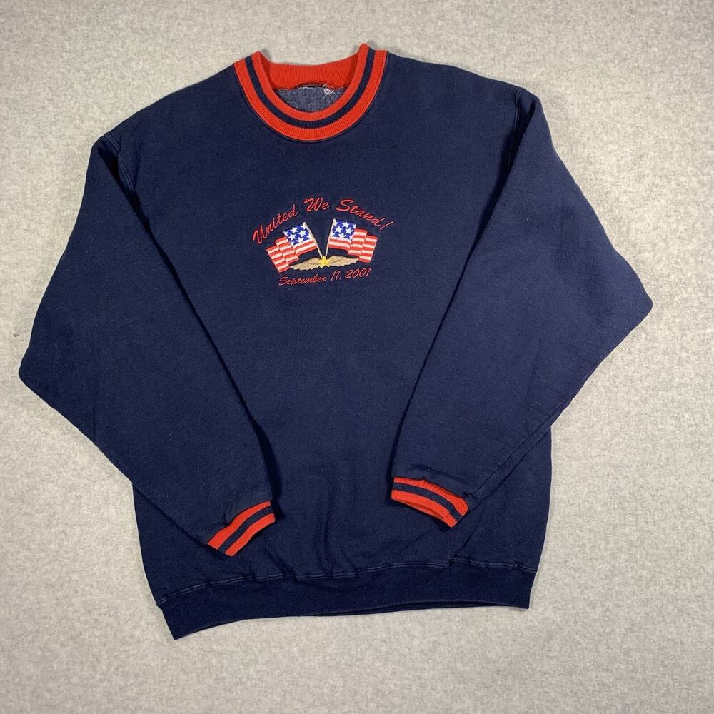 Vintage United We Stand Crewneck Size XL Navy Blue Sweater September 11 2001
